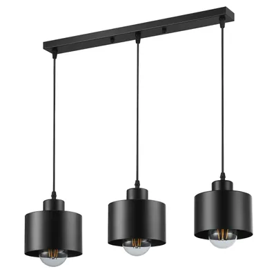 Produktbild von MasterLED Elza Pendelleuchte 3 flammig E27 Schwarz 60cm Balken Hängelampe Esszimmer Küche Modern