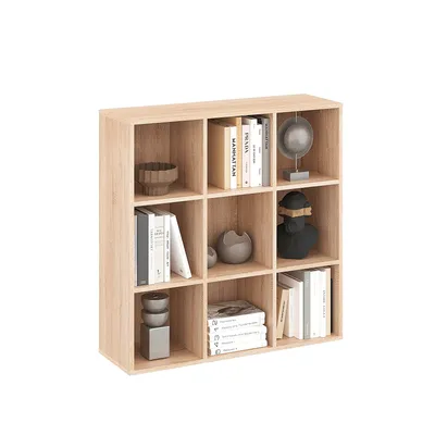 Produktbild von KOMTO Bücherregal Sonoma Eiche – Regal mit 9 Fächern, Würfelregal, Standregal für Wohnzimmer, Kinderzimmer, Schlafzimmer | Cube Regal 90,6 x 92 x 29 c