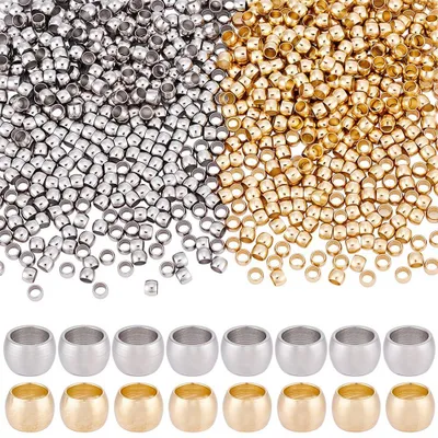 800 Quetschperlen 2,5 mm 24K vergoldet & Silber, rund