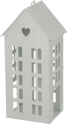 Produktbild von Laterne HERZENSHAUS weiß Haus aus Metall Lichterhaus mit Herzausschnitt - GROSS