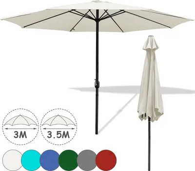 Immagine prodotto di TolleTour Ombrellone da giardino 3,5 m Idrorepellente Ombrellone da terrazza UV40+ con manovella Ombrellone da balcone, beige, 3,5 m