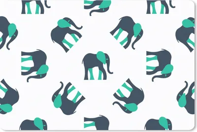 Produktbild von MuchoWow® Schreibtischunterlage Elefant - Muster - Grün 60x40 cm - XXL Mauspad - Großes Mauspad