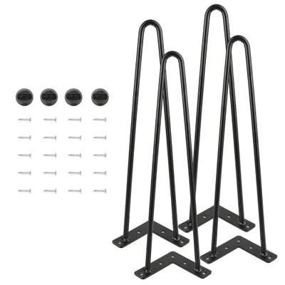 Produktbild von 4er Set Möbelfüße 41cm Tischbein Metall Schwarz