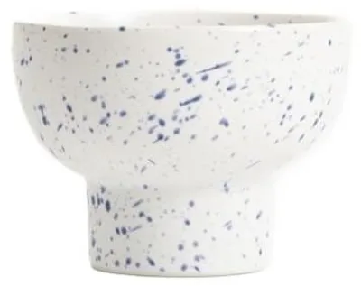 Zdjęcie produktu dla HOMLA AFFI Talerz do serwowania z nóżką w granatowo-białe cętki, 10 x 7,5 cm