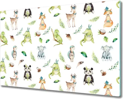 Produktbild von Glas Schneidebrett Herdabdeckplatten Schneideplatten - 80x52 cm - Niedliche Tiere