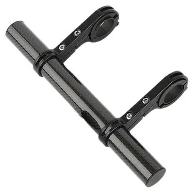 Imagen del producto de Extensión para manillar de bicicleta, ligera, de fibra de carbono y aleación de aluminio, para soporte de teléfono, luz o lámpara, color , con doble abrazadera