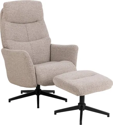 Zdjęcie produktu dla London fotel fotel recliner z podnóżkiem bouclé beżowy.