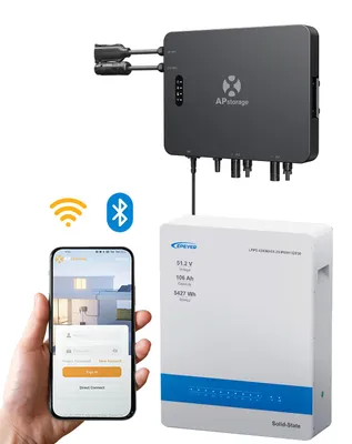 Produktbild von APsystems® Balkonkraftwerk: Hybrid-Mikrowechselrichter EZHI mit EPEVER® LiFePO4 Solarstromspeicher 5430Wh, 0% MwSt.