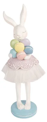 Imagen del producto de Clayre & Eef, figura decorativa de conejo, 18x17x57 cm, color blanco, material: plástico