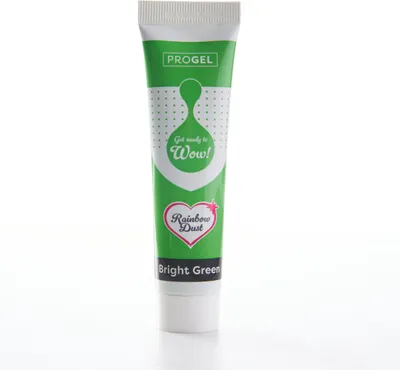Produktbild von Rainbow Dust ProGel Lebensmittelfarbe Grün 25 g, Gel, Grün, Künstliche Lebensmittelfarbstoffe, Marzipan, Kuchenteig, Zuckerpaste, 25 g, Tube