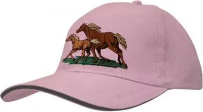 Produktbild von Baseballcap mit Einstickung - Stute mit Fohlen - versch. Farben 69248 Color - rosa