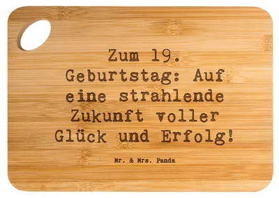 Produktbild von Mr. & Mrs. Panda Brett Spruch 19. Geburtstag Zukunft - Transparent - Geschenk, Alter, Frühstücksbrettchen, Freude, Frühstücksbrett, Holzbrett, Erfolg, brotzeitbrettchen