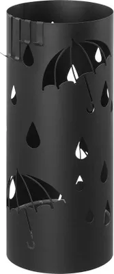 Produktbild von Famanu Regenschirmständer aus Metall mit 4 Haken - Schwarz, rund, 17 x 41 cm (Ø x H)