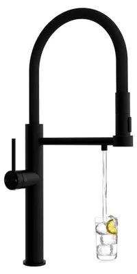 Produktbild von 3 Wege Wasserhahn Küche, 360°Drehbar Küchenarmatur, 3 in 1 Mischbatterie für Wasserfilter Osmose, Armatur Küche mit Ausziehbare Brause, Einhebel Trinkwasserhahn Aus Edelstahl, Matt Schwarz