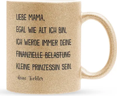 Produktbild von 22Feels Glitzertasse Gold Mama Geschenk von Tochter Muttertag Geburtstag Mutter Weihnachten Frauen Kaffeetasse Haferl Geschenkidee Bürotasse