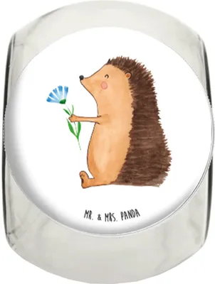 Produktbild von Mr. & Mrs. Panda Teedose Igel Blumen XL 2000ml - Weiß - Geschenk, glasbehälter, Frischhaltedose, Krankheit, Tiermotive, Gute Besserung, schraubglas, Krankenhaus, krank