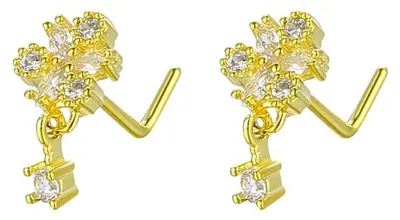 Obrázok produktu pre Neusringen 2 ks - CZ Bloem (kvety) – Hypoalergénne – Nerezová oceľ – Šperky pre ženy – Perfektné doplnky na príležitosti – Piercing do nosa