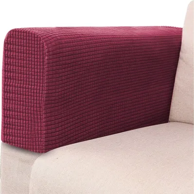 Produktbild von 2 Stück Stretch Sofa Armlehnenbezüge, Elastische Abnehmbar Waschbar Armlehnenschoner, Rot
