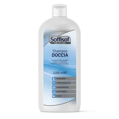 Produktbild von Soffisof 2 in 1 Duschgel und Shampoo 1000 ml - Duschbad für Körper und Haar - Milde Reinigung für Erwachsene und Senioren