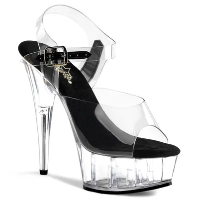 Produktbild von DELIGHT-608 Damen Sandale von Pleaser, Schwarz Transparent , EU 43, US 13