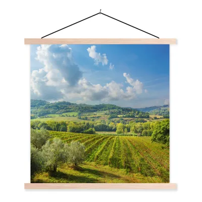 Produktbild von MuchoWow® Textilposter Toskana - Landschaft - Wolken 120x120 cm mit holzfarbenen Rahmen - Textil-Poster