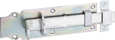 Produktbild von Alberts Schlossriegel | gerade, mit flachem Griff und befestigter Schlaufe | galvanisch verzinkt, dickschichtpassiviert | Platte 200 x 64 mm