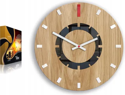Produktbild von ModernClock, Wanduhr, Wohnzimmer, 33cm, große Wanduhr aus Eiche, Atena 33cm