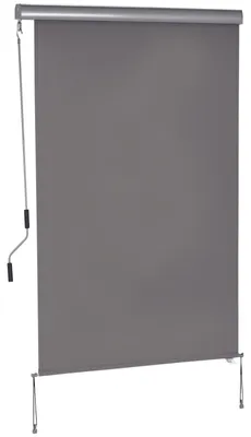 Produktbild von Senkrechtmarkise Balkonmarkise Vertikalmarkise Windschutz Seitenrollo Sichtschutz mit Handkurbel Polyesterstoff+Aluminium Grau 200 x 120 cm