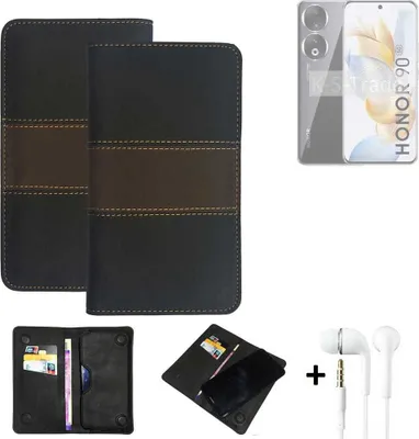Produktbild von K-S-Trade Handyhülle + Kopfhörer kompatibel mit Honor 90 Schutzhülle Walletcase Bookstyle Tasche Schutz Case Hülle Wallet Cover Kunstleder