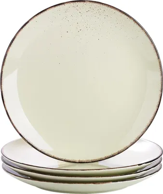 Obrázok produktu pre Sada 4 tanierov Nature Diner - Vintage Look Cream Ta 10,5" - kameninové taniere na občerstvenie a šalát.