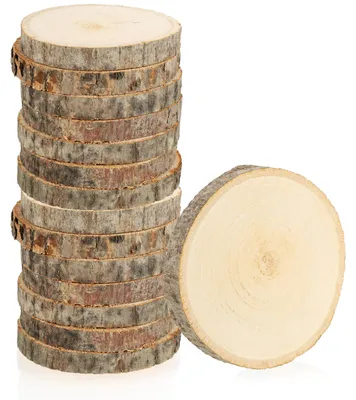 Produktbild von com-four® 16x Holzscheibe mit Rinde - Glasuntersetzer zum Möbelschutz - Ø 8-10cm