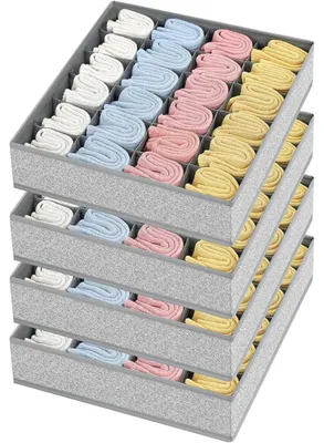 Productafbeelding van Ladenorganizer, opbergboxen, 4 stuks, 24 vakken, lichtgrijs, met mierenmotief
