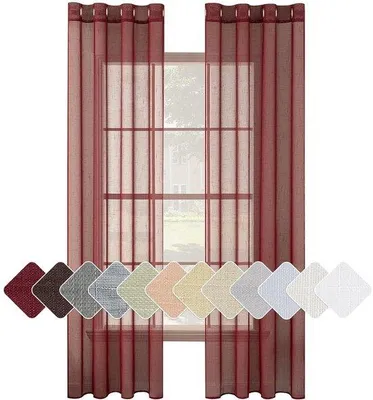 Obrázok produktu pre Červené ľanové závesy 140 x 160 cm