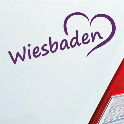 Produktbild von Auto Aufkleber Wiesbaden Herz Stadt City Liebe Love Heart 19,5x8 cm Lila Sticker Heckscheibenaufkleber