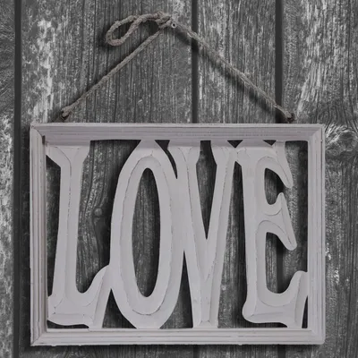 Produktbild von Holzfigur, "Love", Groß, Weiß, Dekoration, Hängend