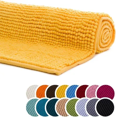 Productafbeelding van Badmat - 50 x 70 cm - Microvezel - Modern - Antislip - Machinewasbaar - Geel