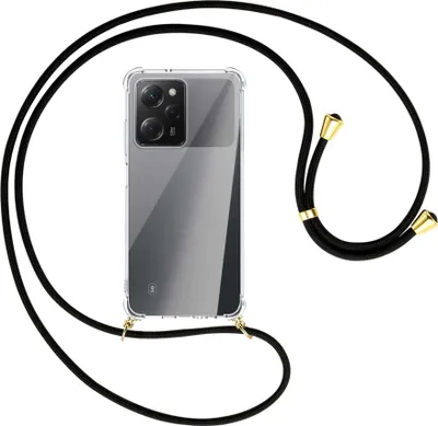 Produktbild von Handykette Backcover-Schutzhülle mit Band (Metall goldfarben) für Xiaomi Poco X5 Pro (6.67'') - schwarz