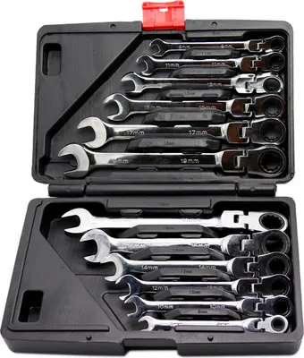Immagine prodotto di 12 pezzi Metrico 8-19 mm Testa flessibile Chiave a cricchetto in acciaio