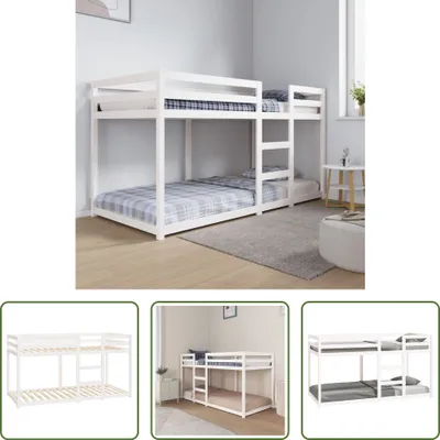 Produktbild von The Living Store Etagenbett Weiß 90x200 cm Massivholz Kiefer