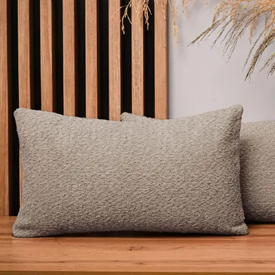 Produktbild von MG Design 2er Set Kissenbezüge 40 x 80 cm in Beige - mit Reißverschluss, fein gewebt mit Chenille-Haptik, pflegeleich