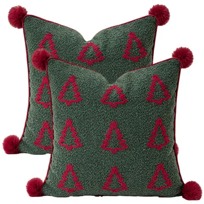Produktbild von 2 Stück Kissenhülle Weihnachten 45x45cm, Kissenbezug Weihnachtsdeko, Modell A