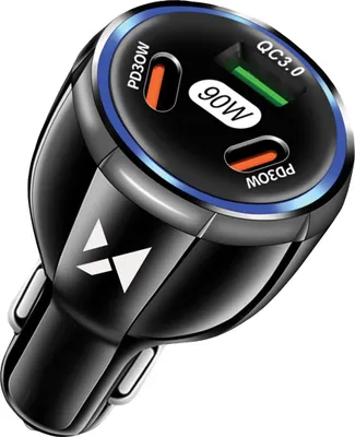 Zdjęcie produktu dla Ładowarka samochodowa Wozinsky WCCCA 2x USB-C 1x USB-A 90W PD QC - czarna