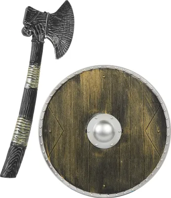 Produktbild von Wikinger Waffen-Set Axt und Schild für Kinder braun-grau