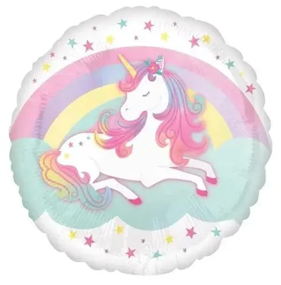 Image de Ballon en aluminium Licorne standard rond 43 cm - Amscan
