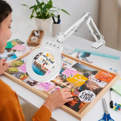 Produktbild von Vergrößerungsglas mit Licht und Ständer - 2-in-1 LED Vergrößerungslampe für Hobby und Arbeitsplatz