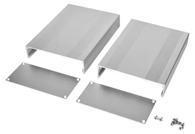 Obrázok produktu pre Elektronický projektový kryt zo striebrobieleho hliníkového zliatiny pre dosky s plošnými spojmi, 68 x 145 x 200 mm