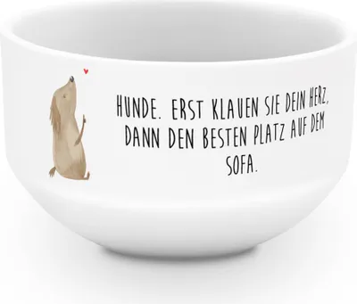 Produktbild von Mr. & Mrs. Panda Schüssel Hund Liebe - Weiß - Geschenk, Hunde, Müslischale, schale, Niedlich, salatschälchen, Tierliebhaber, Herz, Müsli, Obstschale