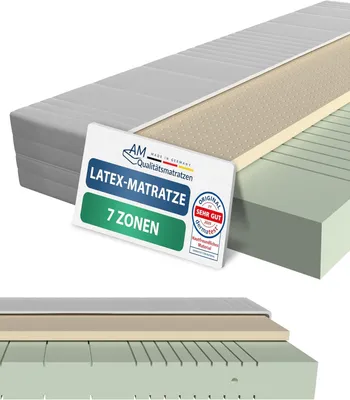 Produktbild von AM Qualitätsmatratzen | Latex-Matratze 160x200 cm | H3 | Hochwertige Matratze mit 4 cm Latex-Auflage | 20 cm Höhe | Germany | 160 x 200 cm
