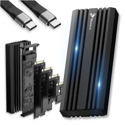 Obrázek produktu pro Kryt pro SSD M.2 NVMe s rozhraním USB-C 3.2 20 Gb/s – externí kryt pro pevné disky s kapacitou až 8 TB, hliníkový adaptér, vysokorychlostní Plug & Play