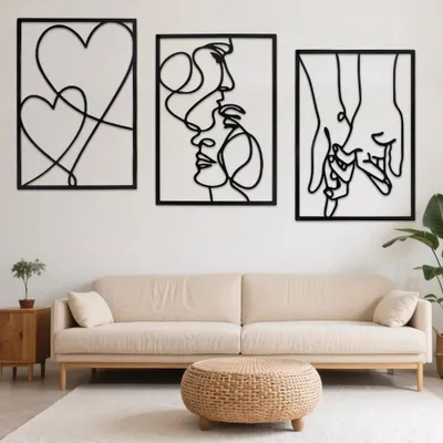 Imagen del producto de Inovra - Gohytal: Decoración minimalista para pared, hecha de metal. Esculturas para colgar, decoración moderna para dormitorio, salón, cocina, baño, balcón, galería (ideal para amantes)